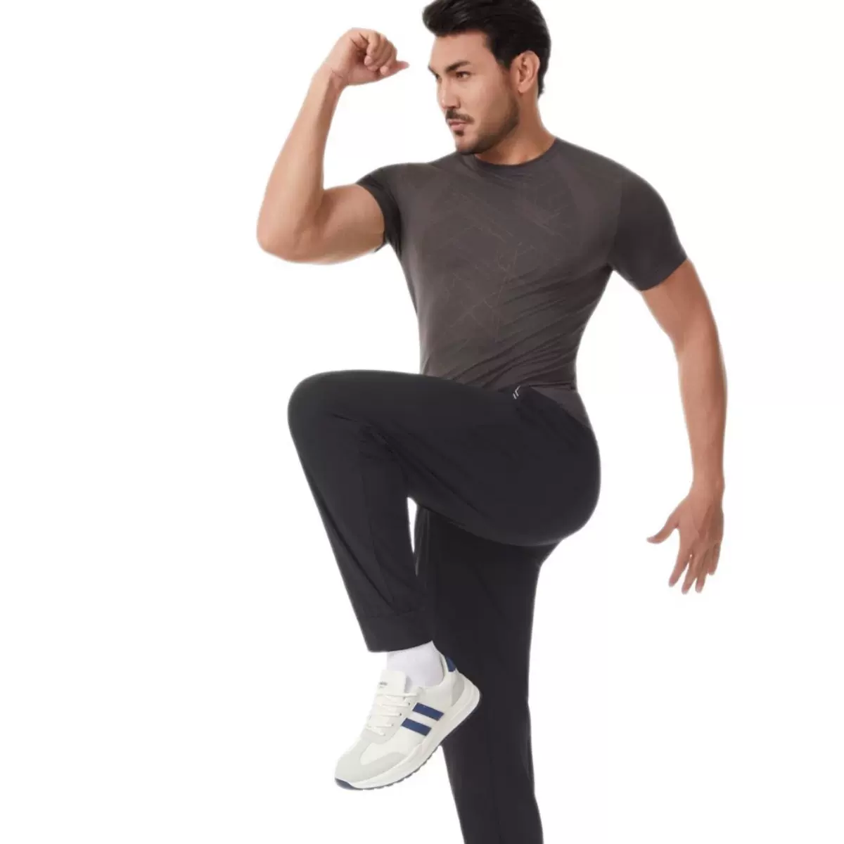 欧美加工定制男士暴汗服紧身塑身衣收腹运动上衣圆领短袖速干衣裤