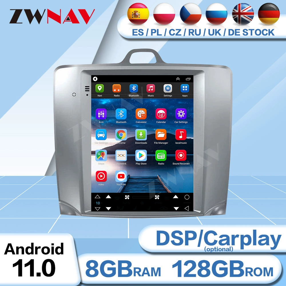 Подходит для Ford Fox 2005-2011 с вертикальным экраном, навигация на Android 11, 4G, полная поддержка сетей, CarPlay