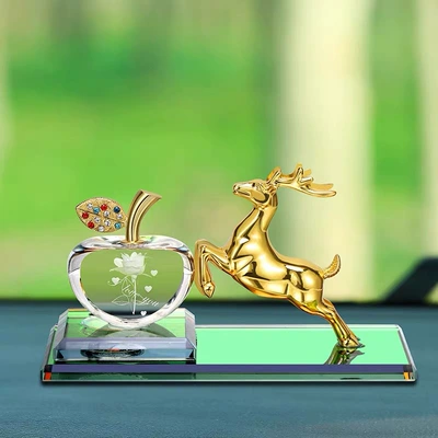 red car ornaments car | Car ornaments - golden-light-deer-on-both-sides-apple-rose-love