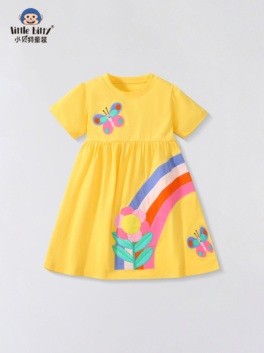 2025 Summer New Children Cartoon Flower dress Sweet Cute Girl Embroidered Princess Dress Children's Wear
