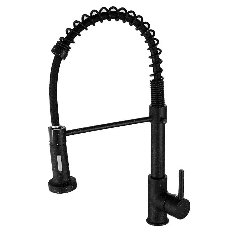Grifo Extraíble de Cocina con Resorte de Acero Inoxidable, Agua Fría y Caliente, Giratorio
