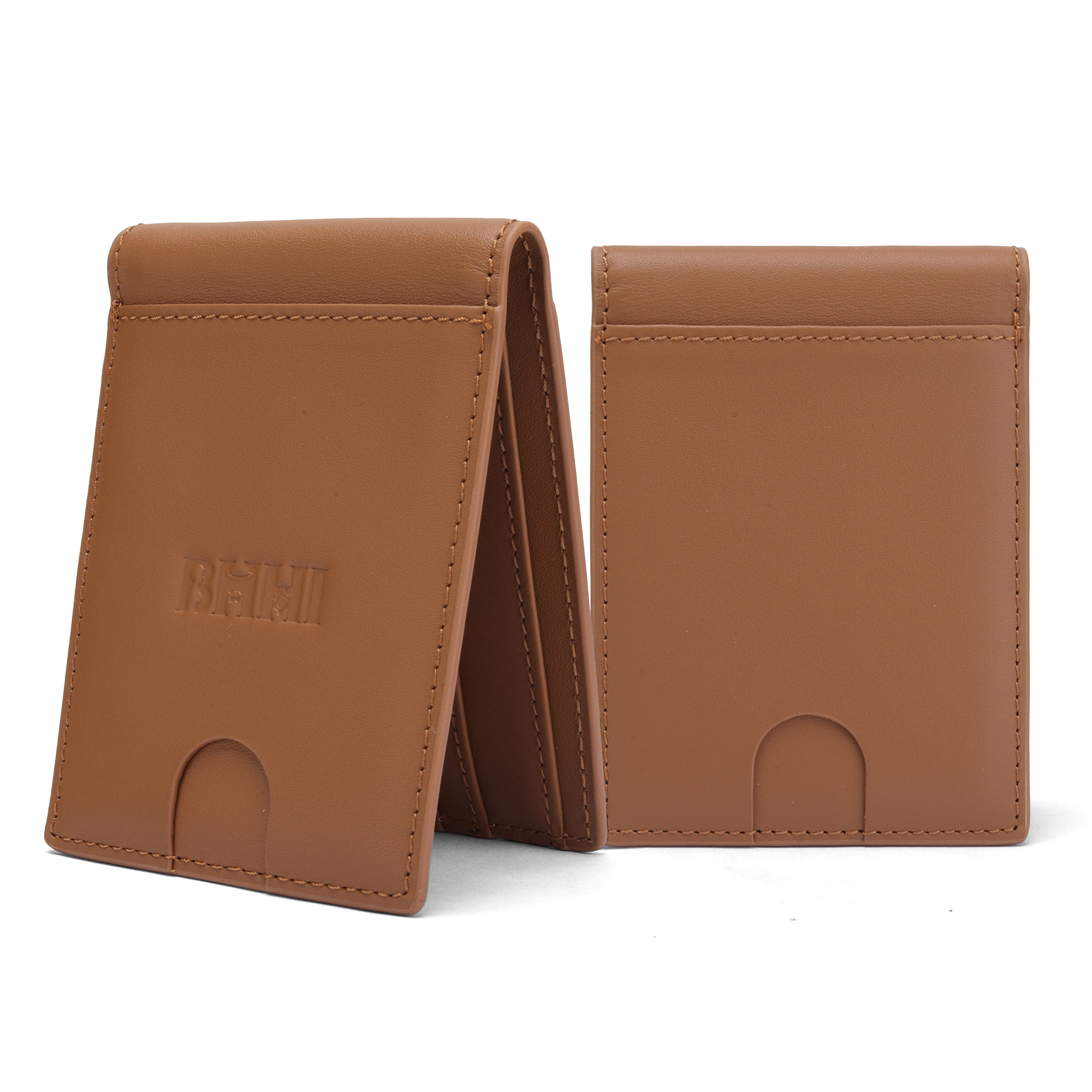 Cartera corta de gran capacidad de comercio exterior personalizada multicarjeta de color sólido cartera de doble plegable cartera de cuero superdelgada para hombres