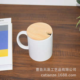 竹木马克杯盖加厚圆形咖啡杯陶瓷杯木盖带孔密封茶杯盖子密封防漏