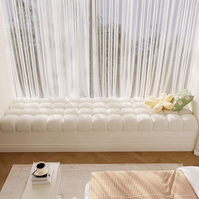 Creamy Snowball Small Snowball Window Sill Cushion Integrated Waterproof Ring Fleece Bedroom Window Sill Seat Cushion Balcony Mat Tatami Point