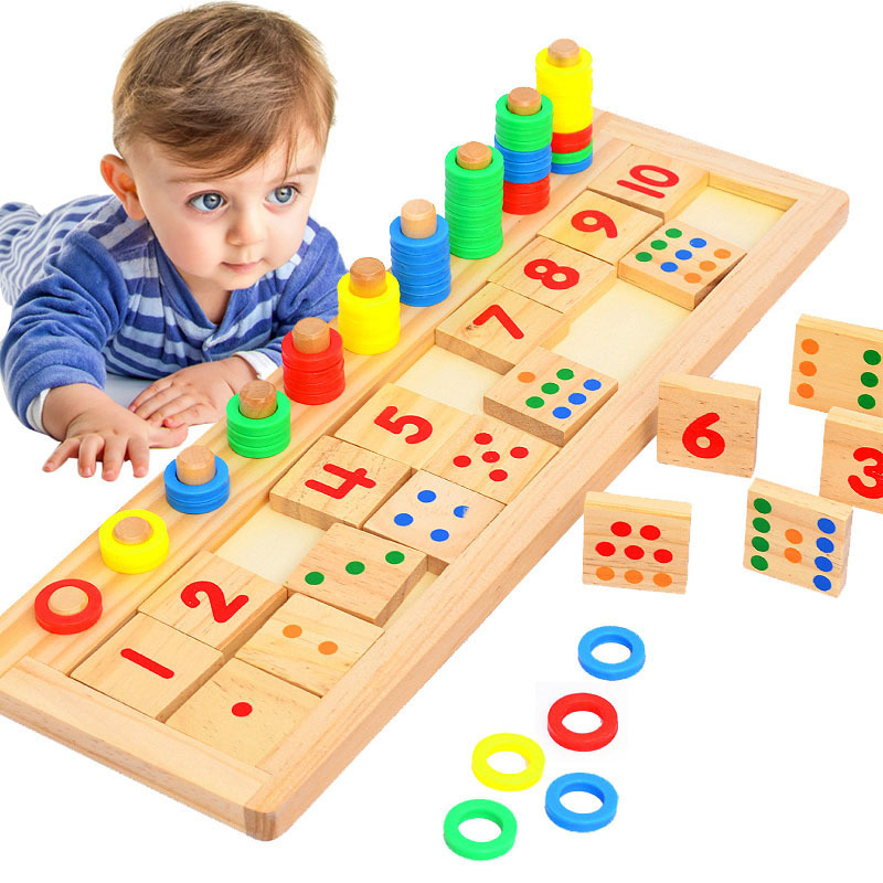 Montessori teaching logarithmic board children's early education rainbow donut intelligence early education Digital Circle matching teaching aids