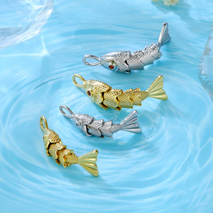 18K Real Gold Plated Color-Preserving Small Fish Koi Pendant DIY Handmade Jewelry Bracelet Necklace Goldfish Accessories Wholesale