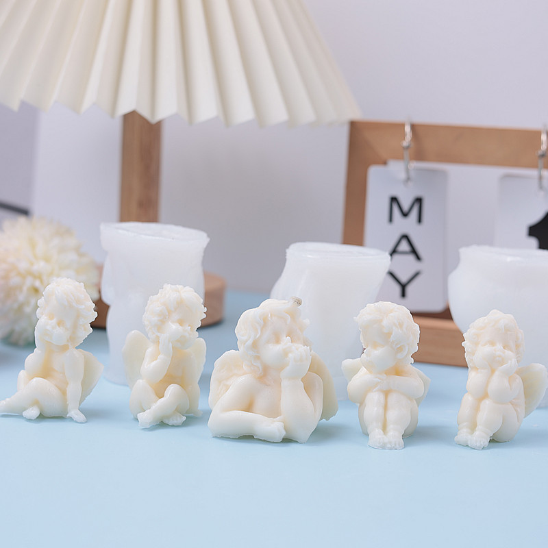 Силиконовая форма в виде 3D-ангелочка для свечей, гипса, мастики, выпечки и моделирования тортов.