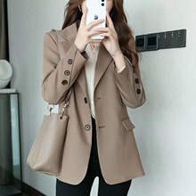 网红小西装外套女春秋新款2023韩版宽松休闲百搭气质中长款上衣女