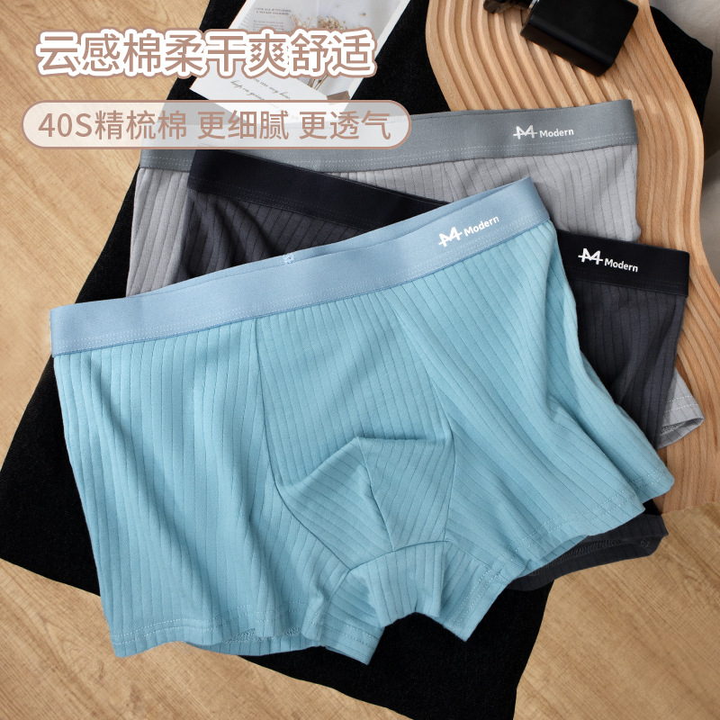 Pantalones interiores de hombre algodón de color sólido transpirable antibacteriano entrepierna juvenil simple hombre de ángulo plano cabeza de pantalones cortos al por mayor