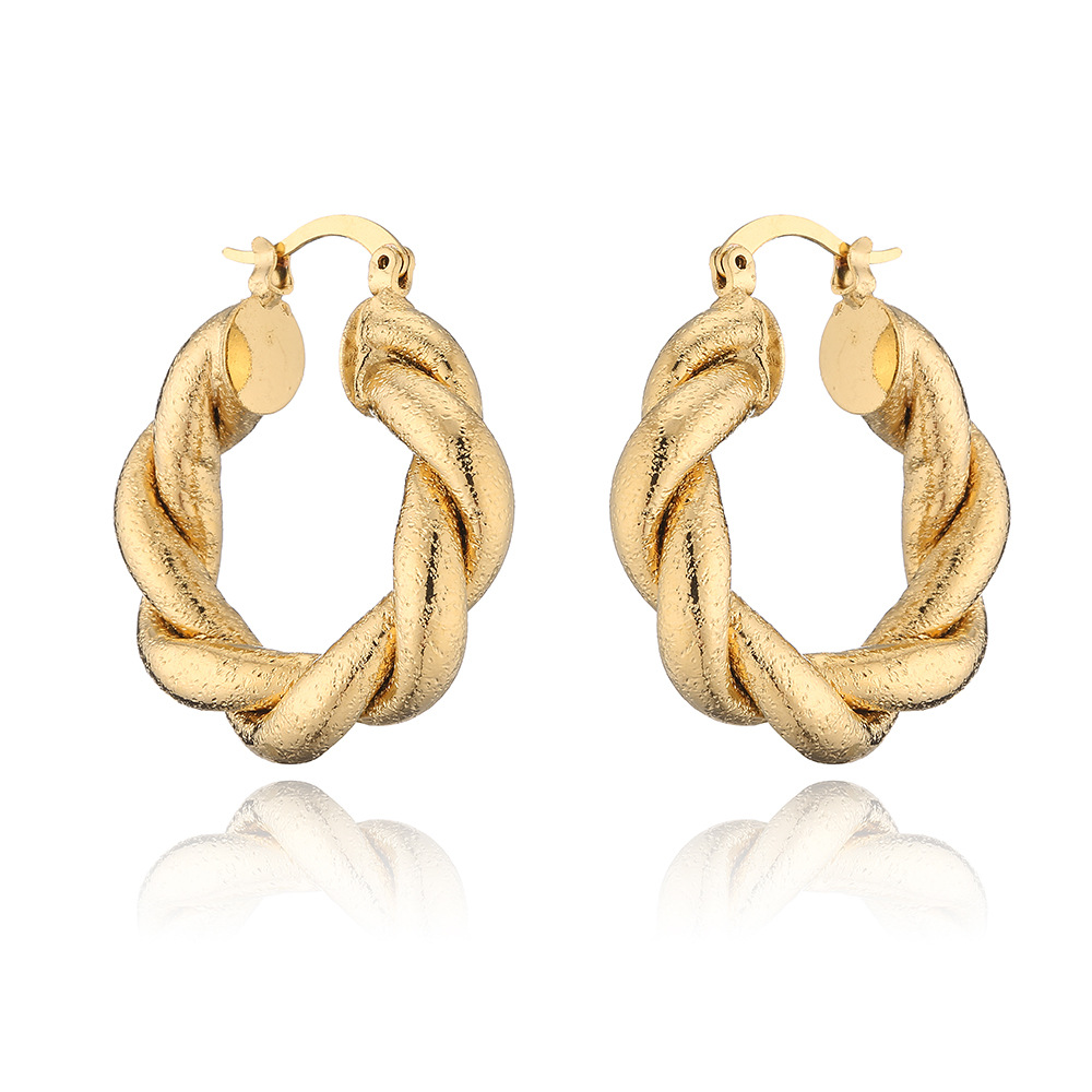 Fashion copper-plated 18K gold twist geometric earrings female