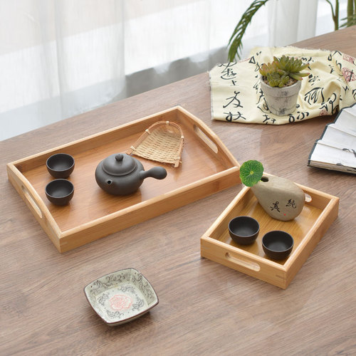 Wooden tray hotel bamboo wood rectangular solid wood bread bamboo tray bamboo plate home use bamboo cup wooden tea tray