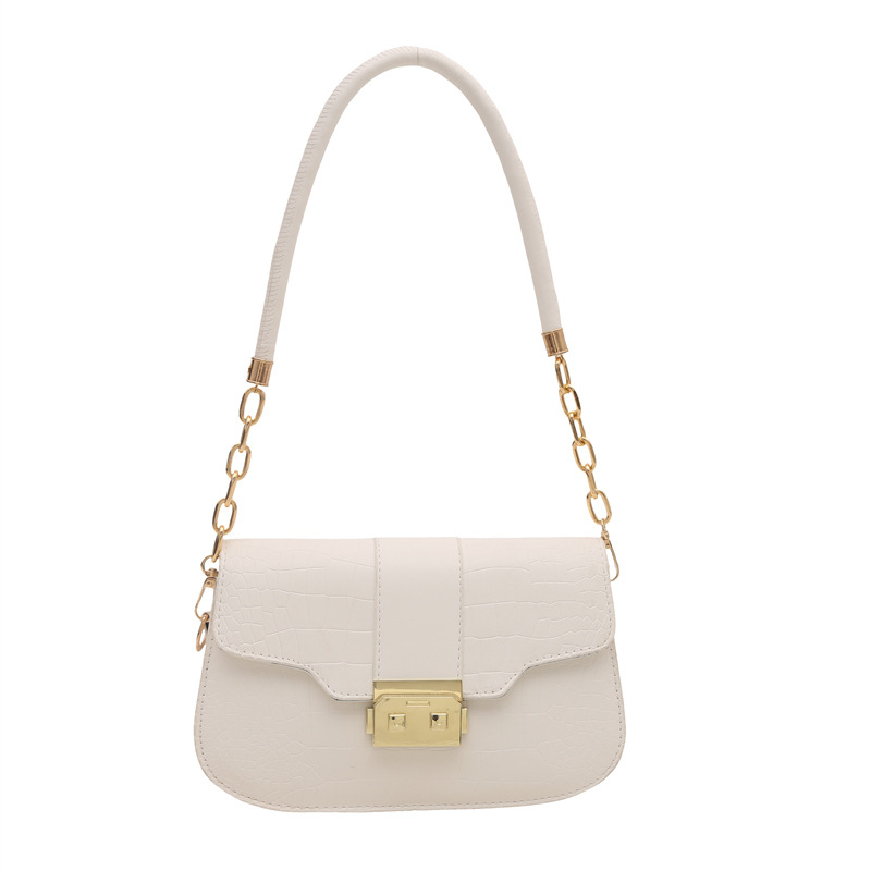 Bolso de axila retro con textura occidental 2024 nuevo bolso de hombro de nicho de moda popular de este año bolso cuadrado pequeño con patrón de cocodrilo