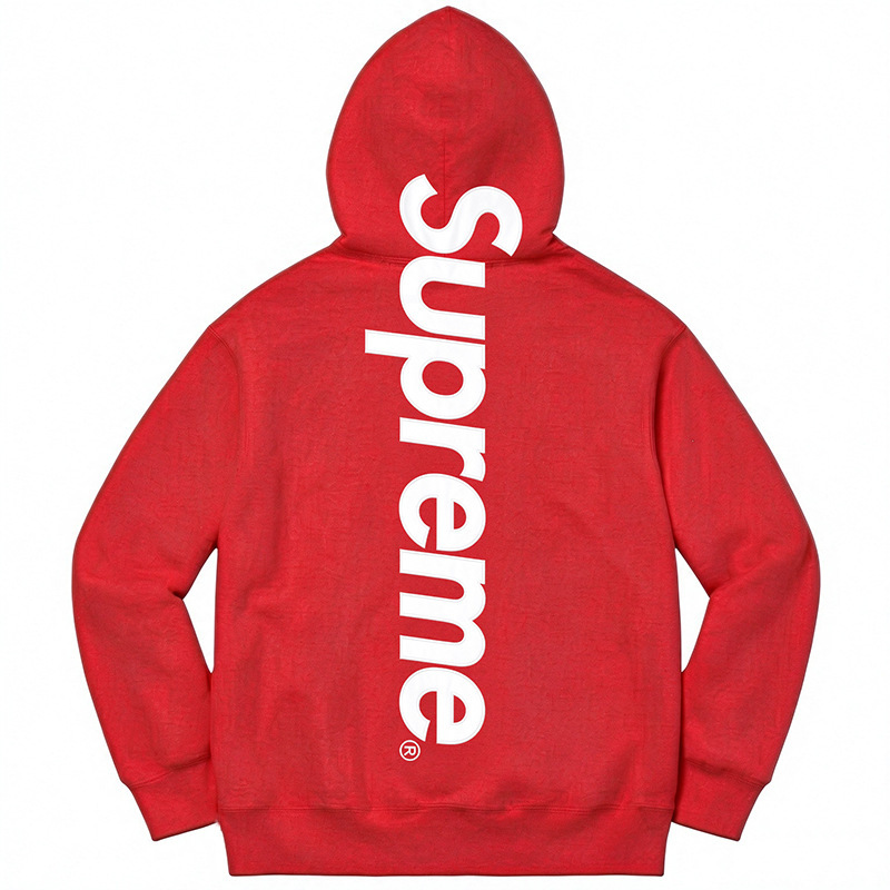 Supreme Lettered Hooded Sweatshirt Men's Autumn and Winter Fleece-Lined Loose Street Hip-Hop Jacket Long-Sleeved Pullover Spring