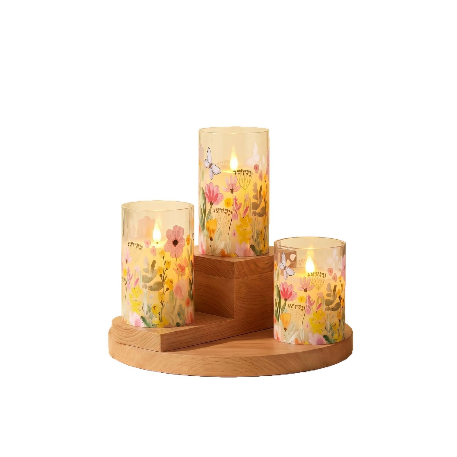 Acrílico personalizado LED simulación vela electrónica cumpleaños propuesta de compromiso decoración romántica atmósfera floral lámpara de aluminio