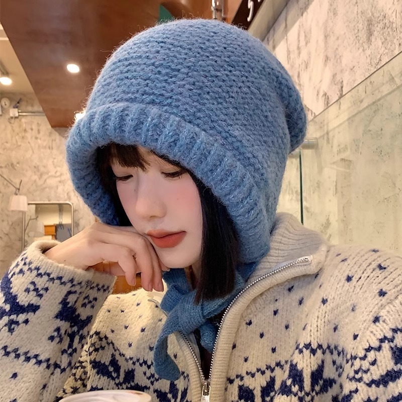 帽子女秋冬韩版毛线帽护耳保暖加厚骑行保暖可收纳包包针织毛线帽|undefined