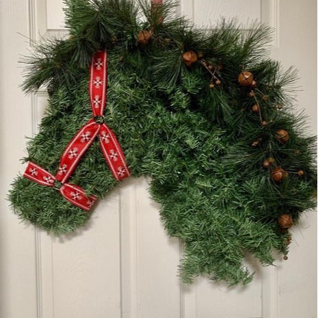 En stock Cruz-frontera caballo en forma de cabeza guirnalda anillo de hierro DIY Navidad anillo colgante decoración del hogar de hierro arreglo de flores anillo colgante de hierro