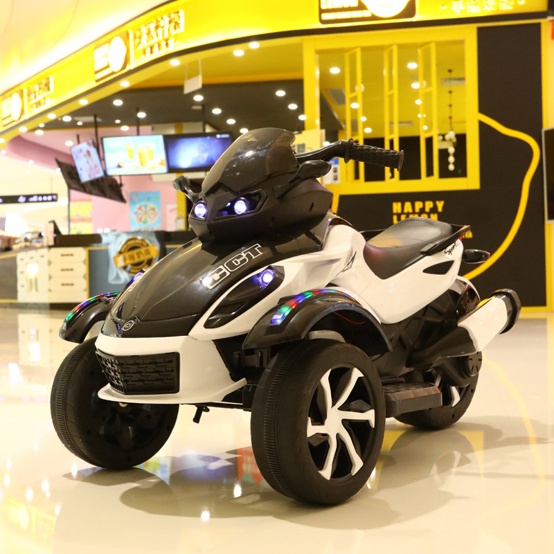 Niños motocicleta eléctrica todoterreno coche de playa carga doble tracción amortiguador coche de juguete de tres ruedas para montar coche eléctrico