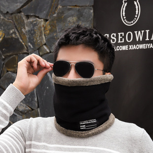 Winter Warm Outdoor Double-Layer Neck Scarf Fleece-Lined Thickeneded Polar Fleece Hood Neck Protector Neck Gaiter Cycling Cold Mask
