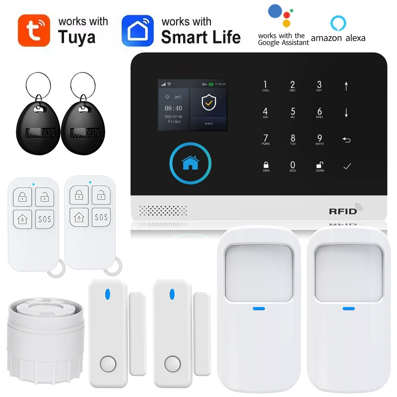 GSM WiFi защита безопасности Alexa Tuya домашняя охрана против кражи датчик движения дверной магнитный сигнализация система безопасности