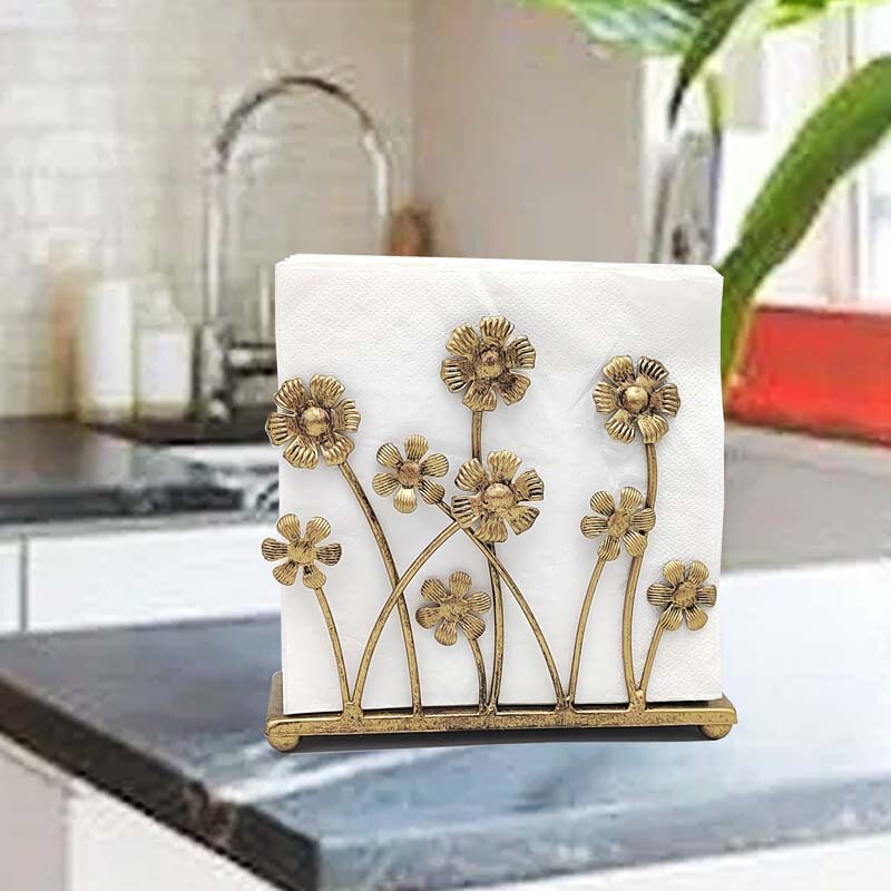 Kitchen restaurant household wrought iron small flower desktop vertical napkin holder paper holder retro decorative decoration tissue Kitchen restaurant household wrought iron small flower desktop vertical napkin holder paper holder retro decorative decoration tissue