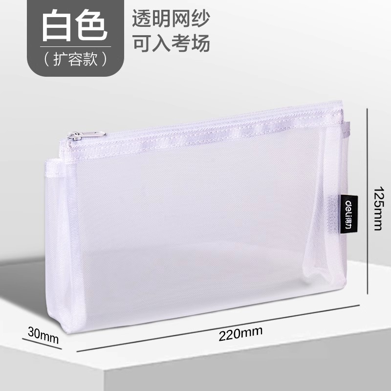 Bolsa de bolígrafo de expansión triangular Délix bolsas de bolígrafo de papelería de gran capacidad bolsas de bolígrafo de malla transparente de alto valor facial