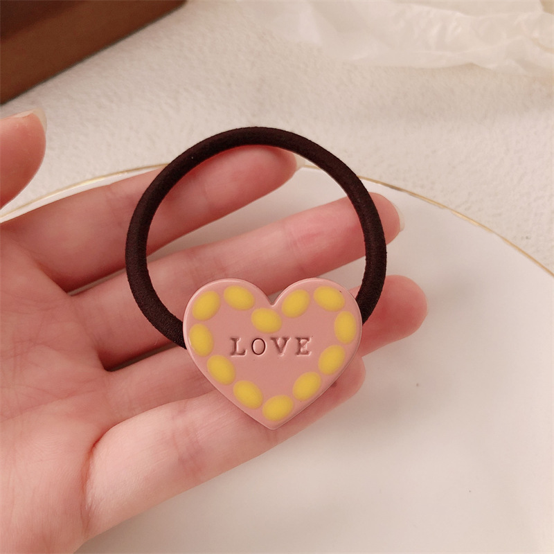 Corea del Sur color contrastante amor sonrisa banda de base de alta elasticidad simple anillo de cabello de alta sensación de cabello atado cuerdas de cabello adornamiento para el cabello