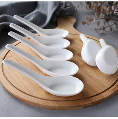Pure white holeless ceramic spoon, tablespoon, soup spoon, dinner spoon, household soup spoon, eating small spoon, soup spoon, dessert spoon