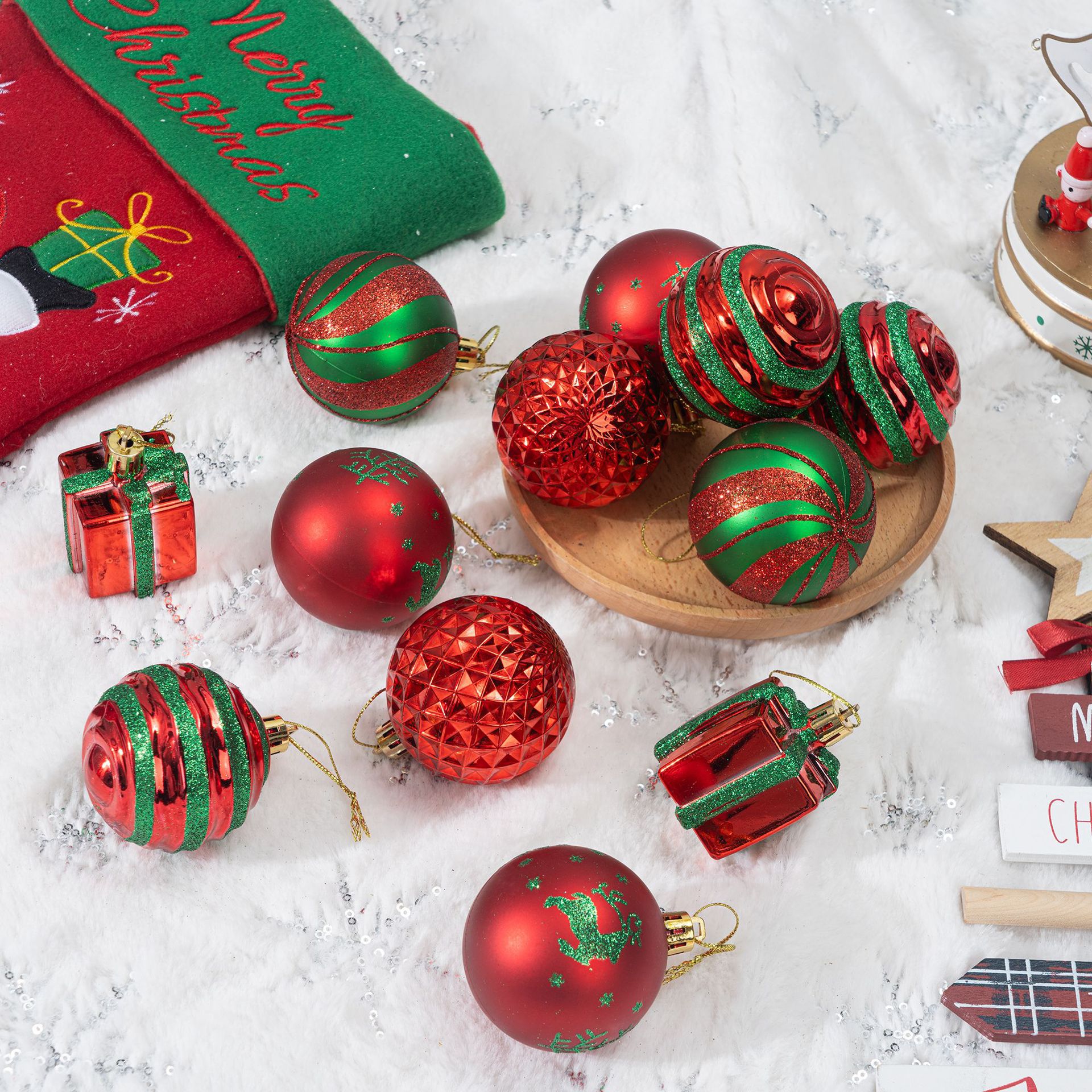 Navidad 25PCS set galvanizado bola de Navidad de plástico colgante de árbol de Navidad bola decorativa