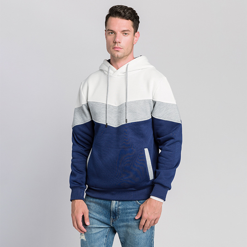Herrenbekleidung Frühling und Herbst Herren farblich passende und kontrastierende modische Kapuzenpullover Herren lässige Sportoberteile_voghion.com