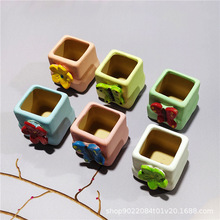 厂家直供新款韩式彩绘迷你小花盆批发粗陶透气陶瓷小拇指肉肉花盆