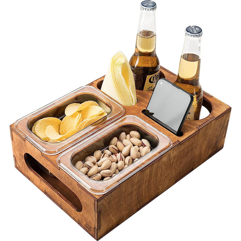 木质啤酒卡槽零食收纳盒沙发茶几手机遥控器整理盒桌面坚果盒批发