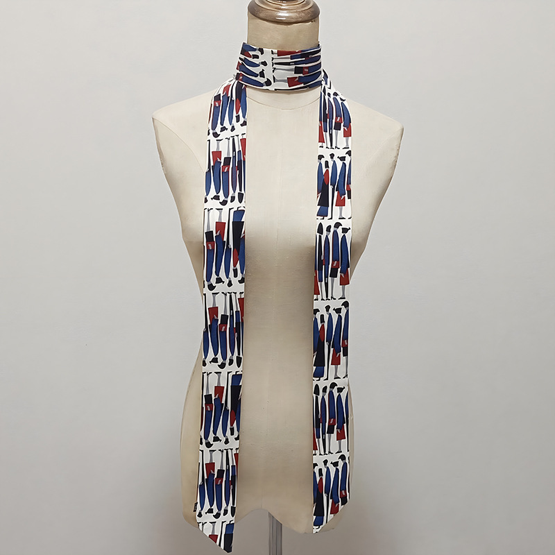 韓国版の細い細い長さの小さいスカーフの女性はバッグの取っ手を縛って春夏の秋のシフォンのプリントの小さいスカーフのマフラーを持ちます。|undefined