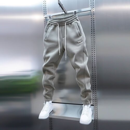 Shangbaochao Men's Spring Solid Color Casual Pants Joggers Drawstring Pants Elastic All-match Slim-fit Pants Black