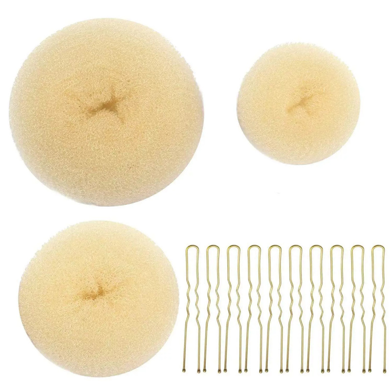 Amazonベストセラー日本と韓国のヘアアクセサリードーナツU字型クリップ高弾性ゴムバンドヘアアクセサリーセットボールヘアセット|undefined