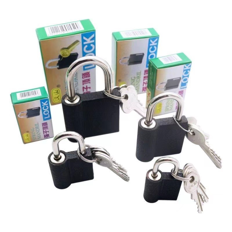 汉山铁挂锁汉山黑顶锁黑色铁顶锁小锁头挂锁弹子锁铁顶锁直开锁头