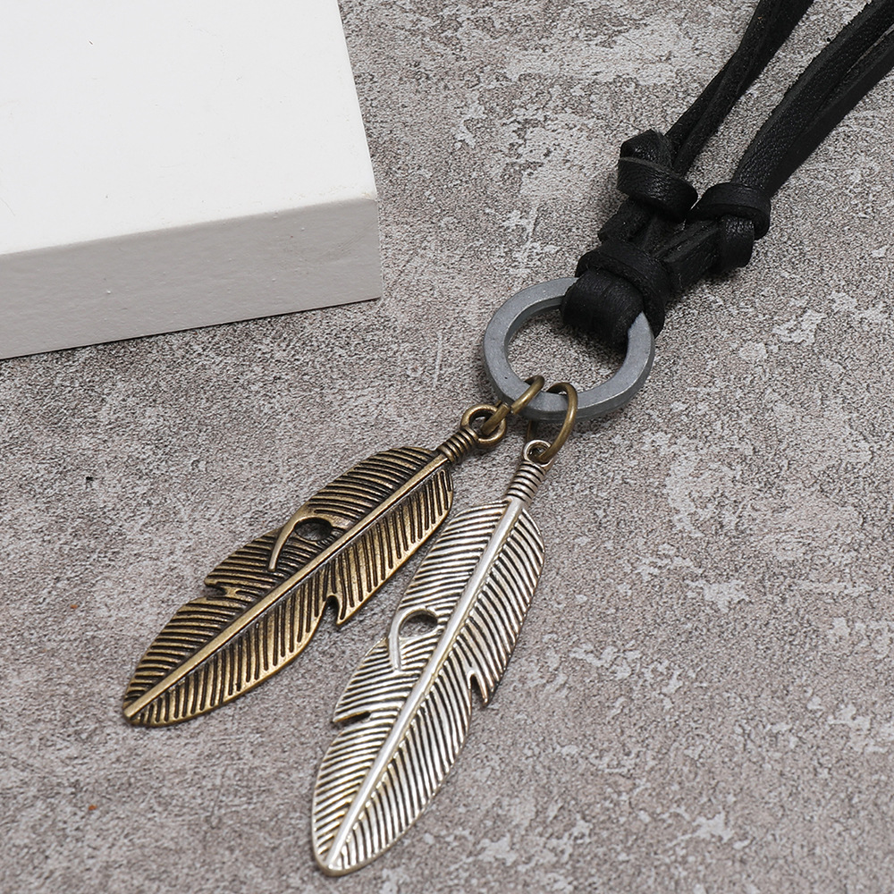 Hip-hop Retro Alloy Feather Adjustable Necklace display picture 6