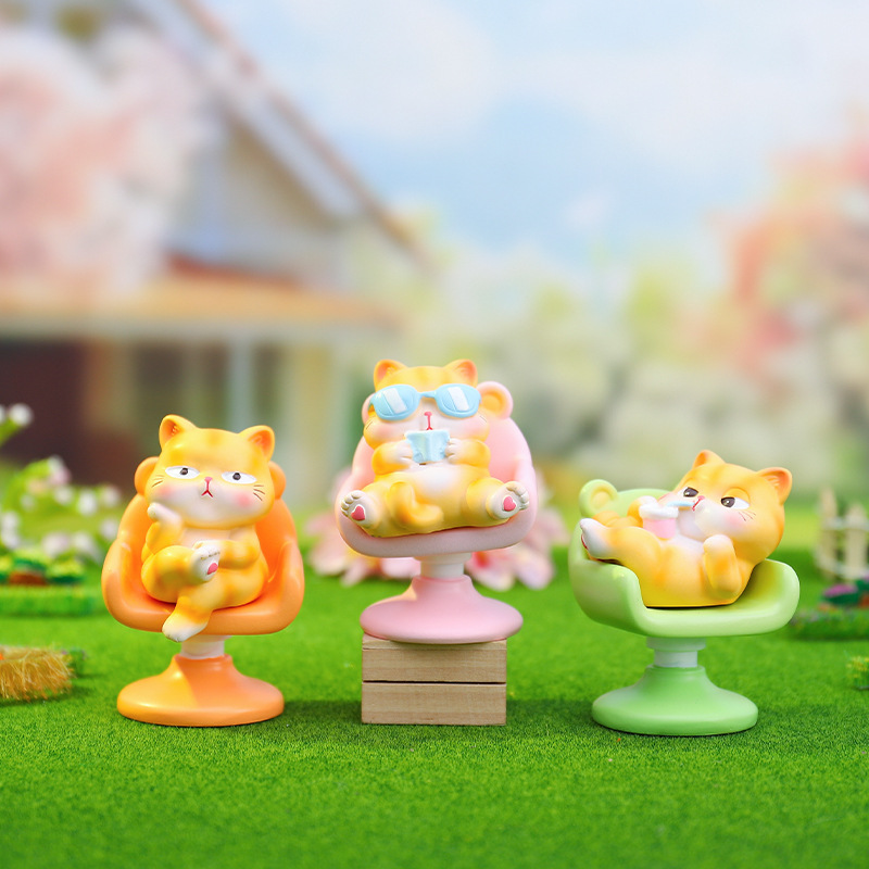 卡通创意橘猫所椅快乐盲盒学生礼品潮玩批发树脂工艺品手办摆件|undefined