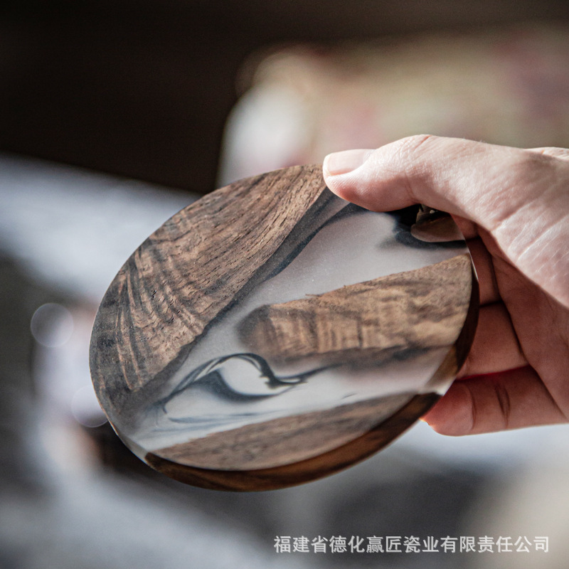 Taza de té de madera de nuez negra transfronteriza almohadilla de café aislante de calor almohadilla de té retro lujosa oficina doméstica