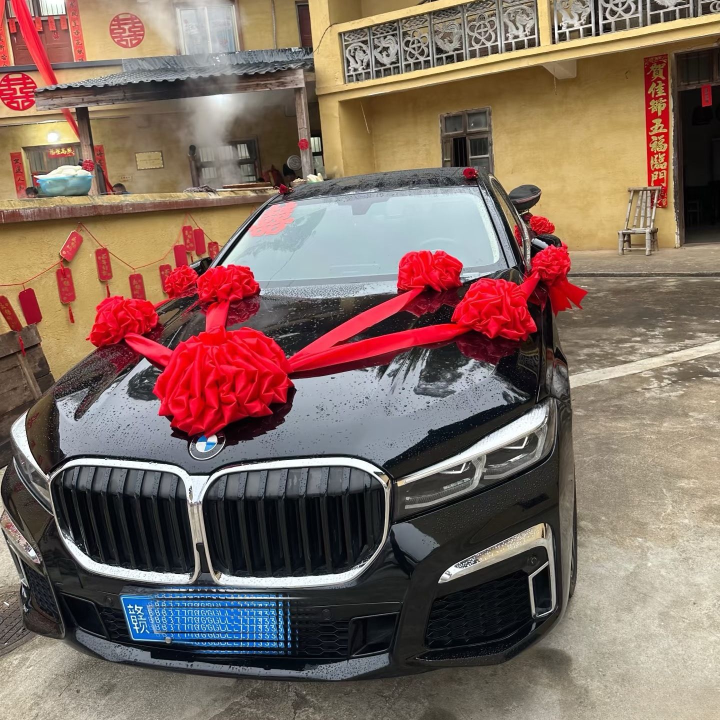 Decoración del automóvil de boda delantero del automóvil de cártamo nuevo automóvil de hortenida del automóvil principal del automóvil de hortenida casada del equipo de automóvil de hortenida