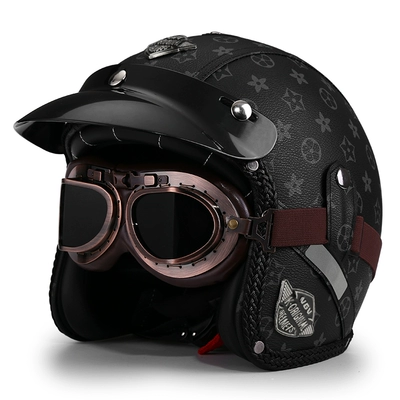 3c certification retro cruise motorcycle: Motosiklet dəbilqələri - m-black-print-copper-mirror-free-brim-face-towel