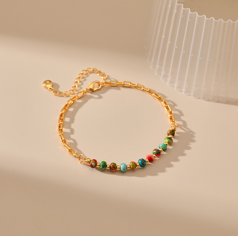 Beads Inlay Material Retro Geometric Colorful Copper Plating Beads Bracelets