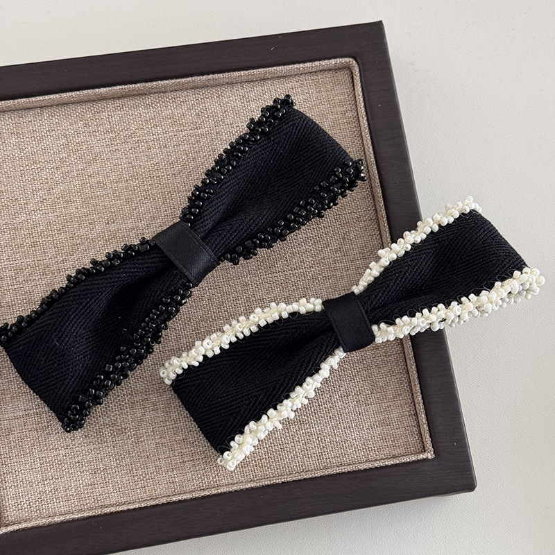 Accessoires pour cheveux de Corée du Sud, clip supérieur, bord perlé de haute qualité, élégant nœud, épingle à cheveux, pince à ressort, épingle à cheveux Dongdaemun, coiffure_voghion.com