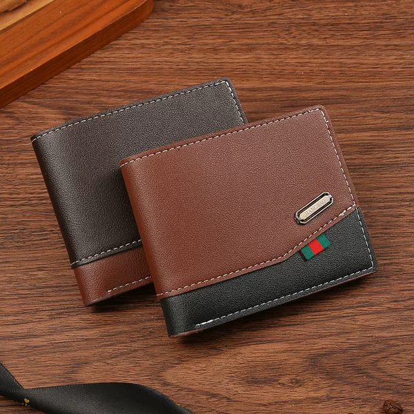 Men's bag short wallet stitching retro cross-border Men's wallet USD bag multi-card soft leather wallet factory