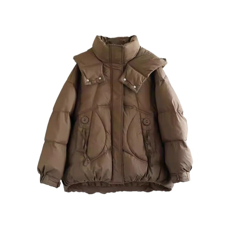 英伦风短款羽绒服韩系休闲时尚保暖服连帽小个子加厚版面包服外套|undefined