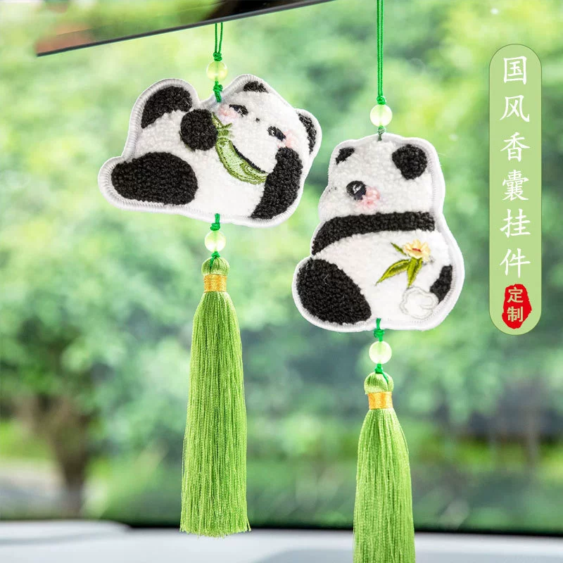 Симпатичный национальный ветер панды вышитые ароматные сумки подвесные аксессуары для багажа Автомобильные плюшевые полотенца для вышивки саше