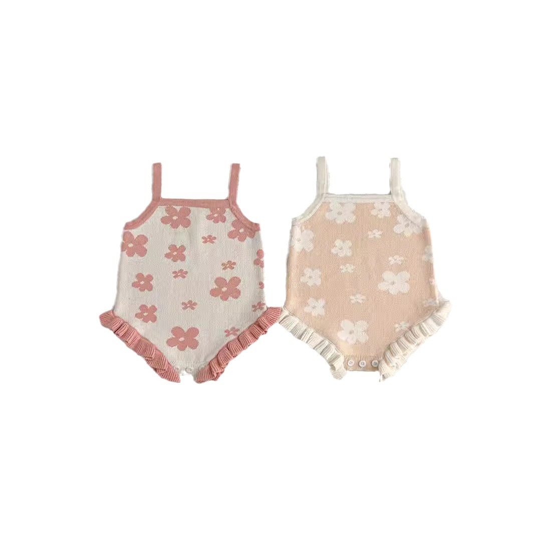 Summer children's knitted woolen bodysuit
