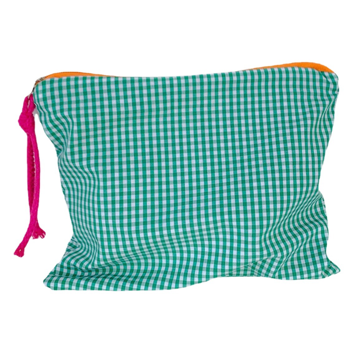 Bolsa de cosméticos a cuadros ins japonés y coreano bolsa de archivos de almacenamiento simple color de contraste de algodón a cuadros de gran capacidad caja de lápices