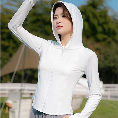 Slim slimming yoga wear sun protection clothing for women summer UV protection women's hooded nylon sun protection clothing thin jacket
