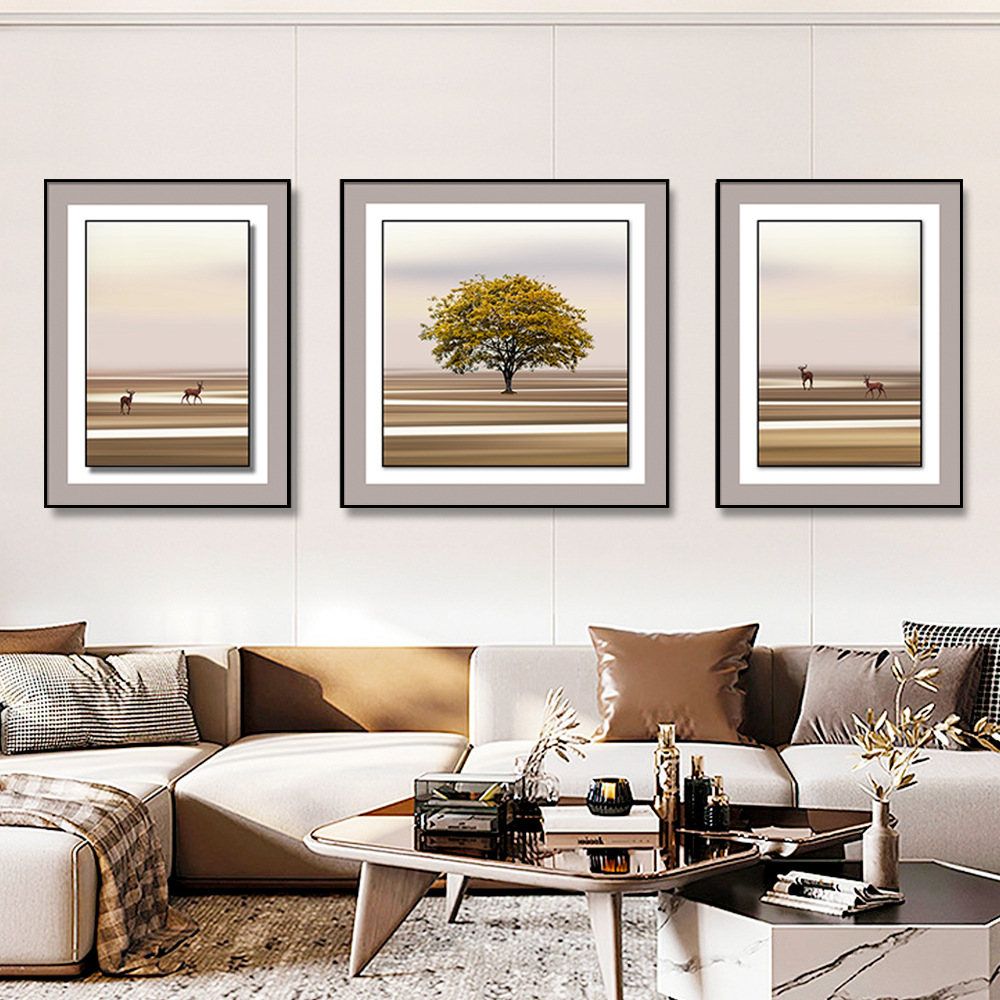 Sofá pared de fondo pintura triple bronceado textura de cuero bronceado pintura decorativa moderna pintura decoración de entrada decoración de sala de estar