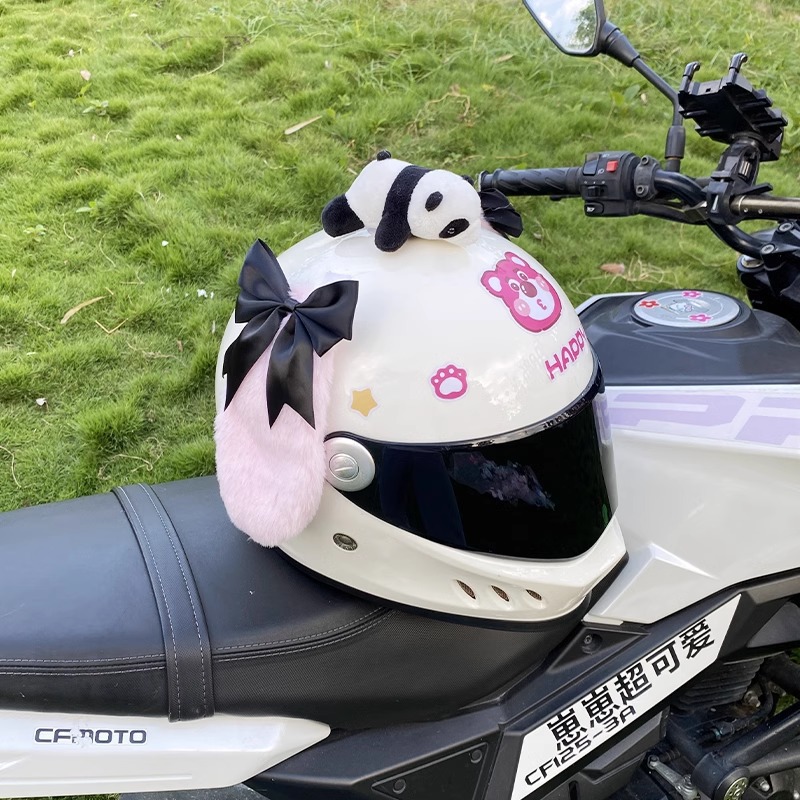 Personalized Black Pink Cinnamoroll Ears Helmet Decoration Motorcycle Helmet